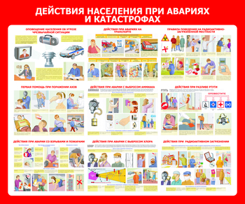 С56 Стенд действия населения при авариях и катастрофах (1200х1000 мм, 3 мм, Прямая печать на пластик) - Стенды - Стенды по гражданской обороне и чрезвычайным ситуациям - Магазин охраны труда ohranatruda-shop.ru